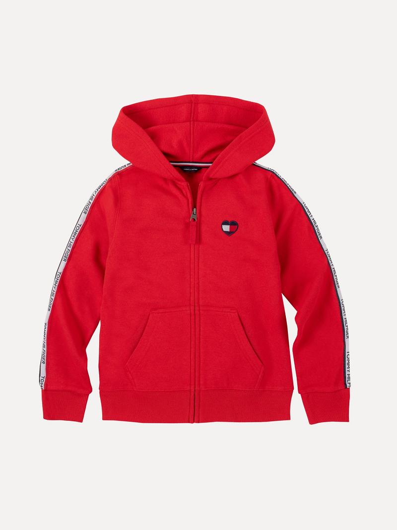 Lány Tommy Hilfiger Little Logo Tape Hoodies Piros | HU 1780NWY